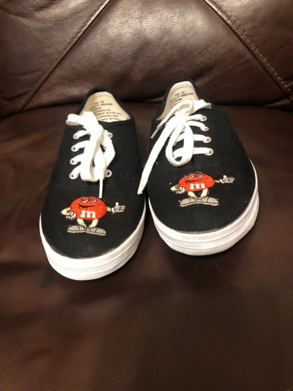 M&M's Red Character Vintage Black Canvas Sneakers Shoes Unisex Men's 10